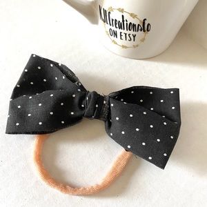 Black and White Polka Dot Bow Nylon Baby Headband